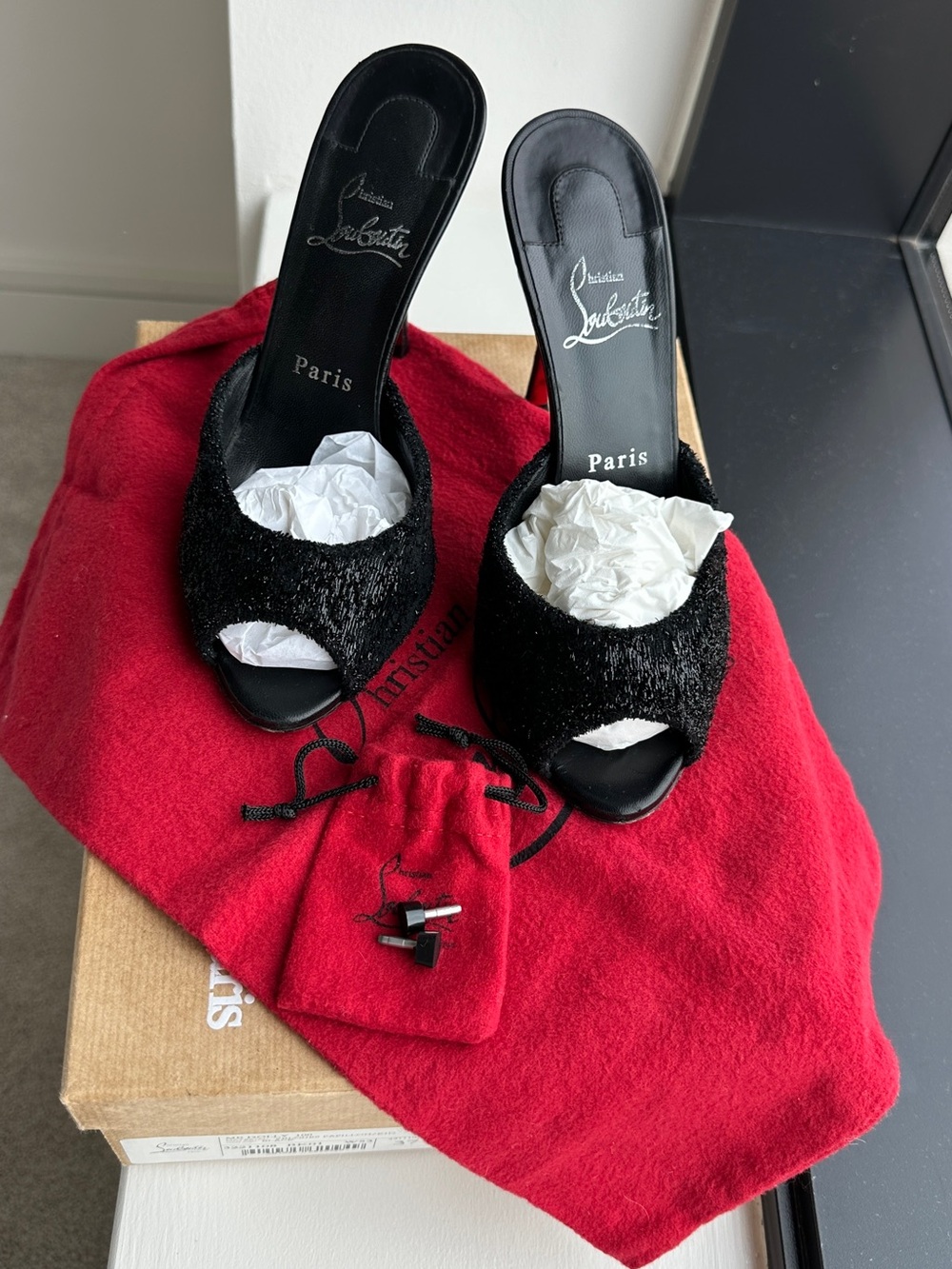 Christian Louboutin Me Dolly Black Slide Mules